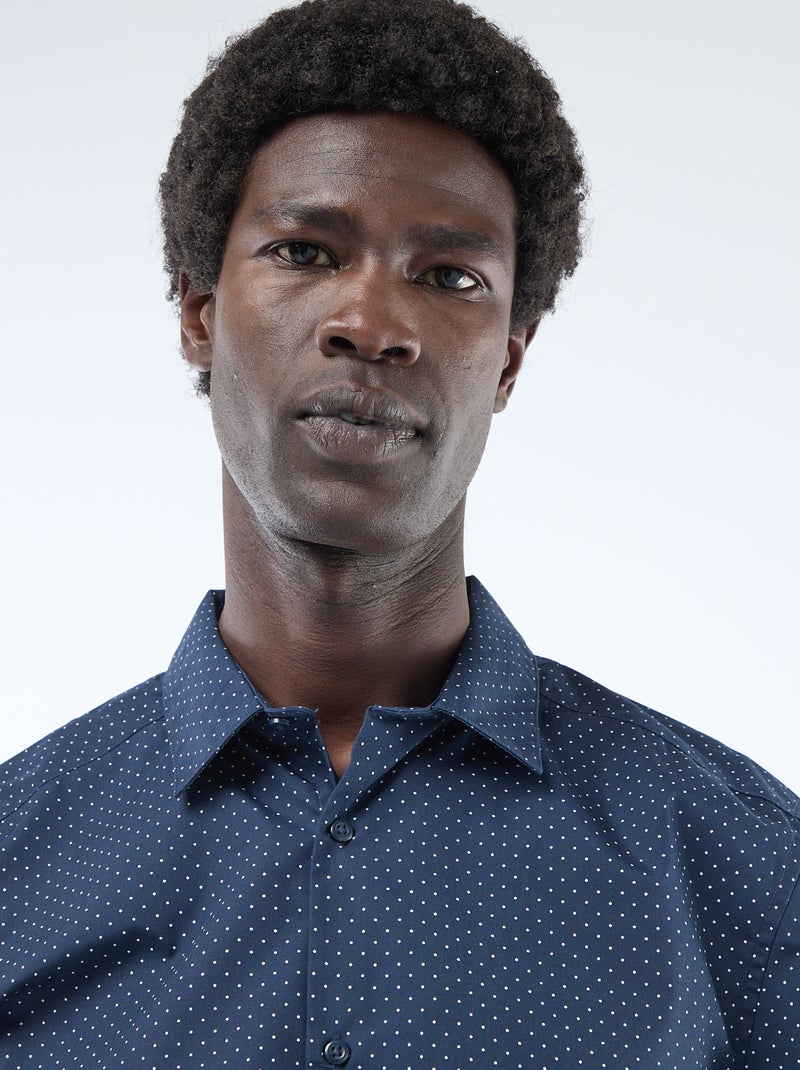 Camisa regular às bolinhas AZUL - Kiabi