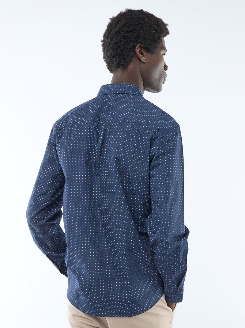 Camisa regular às bolinhas AZUL - Kiabi