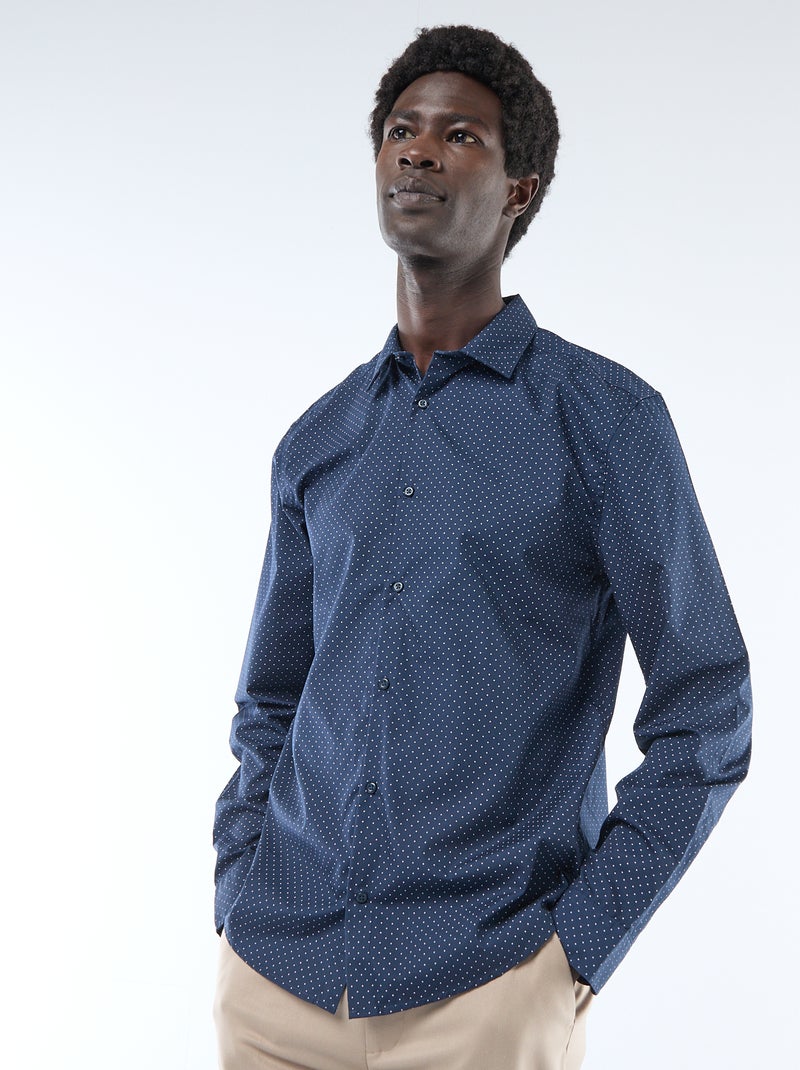 Camisa regular às bolinhas AZUL - Kiabi