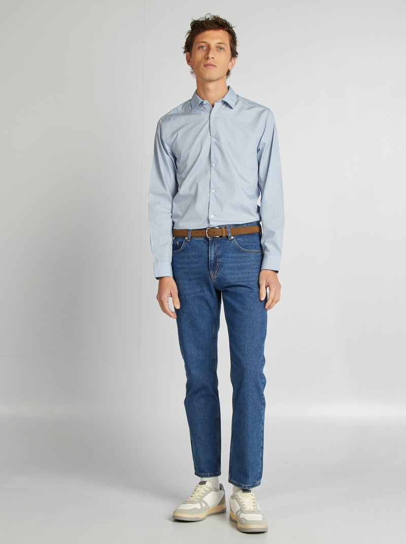 Camisa regular às bolinhas AZUL - Kiabi