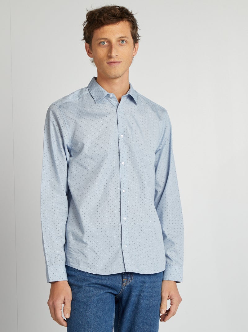 Camisa regular às bolinhas AZUL - Kiabi
