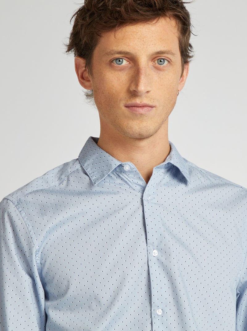 Camisa regular às bolinhas AZUL - Kiabi