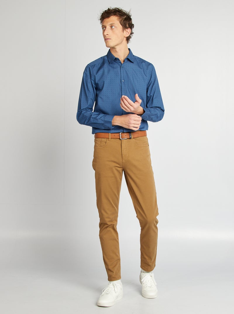 Camisa regular às bolinhas AZUL - Kiabi