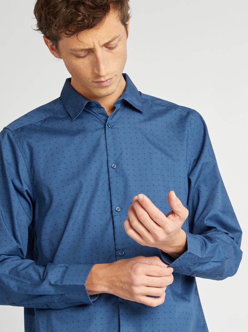 Camisa regular às bolinhas AZUL - Kiabi