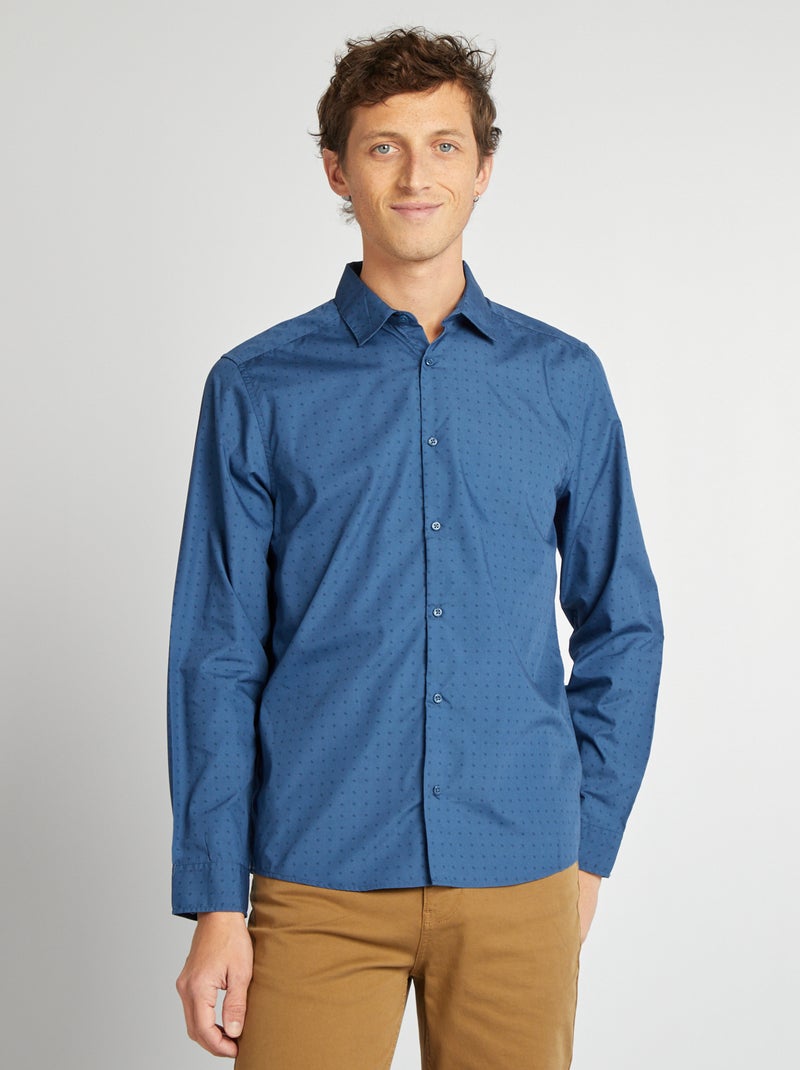 Camisa regular às bolinhas AZUL - Kiabi