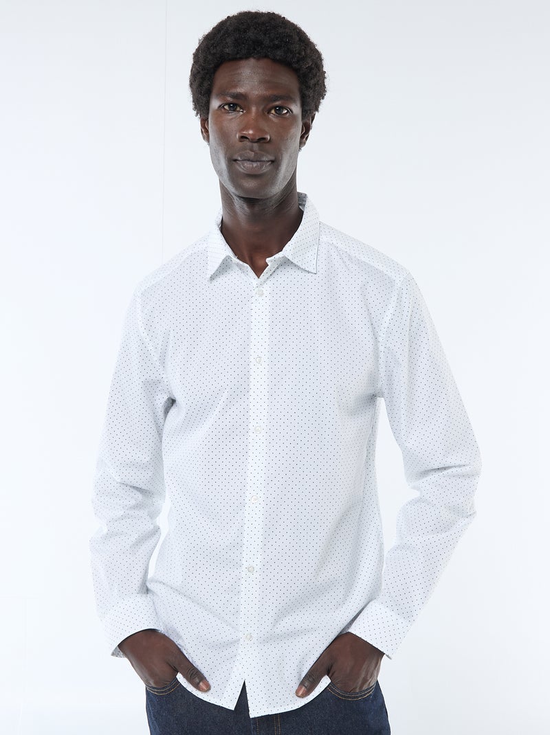 Camisa regular às bolinhas BRANCO - Kiabi