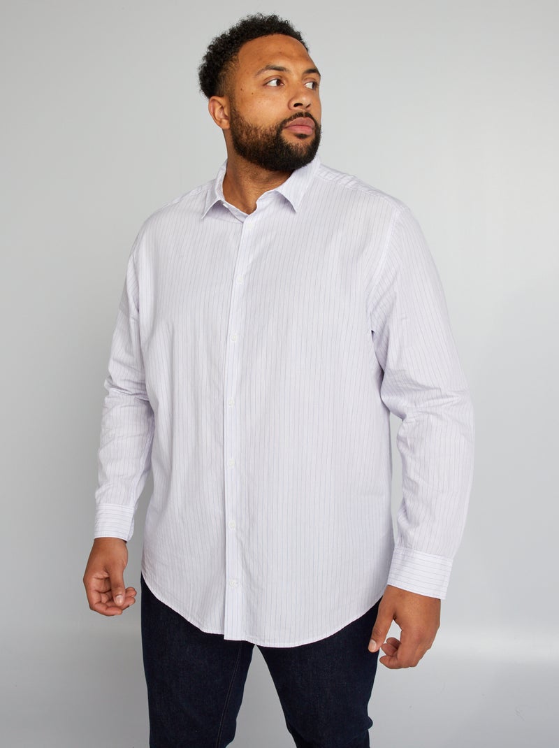 Camisa regular às riscas BEGE - Kiabi