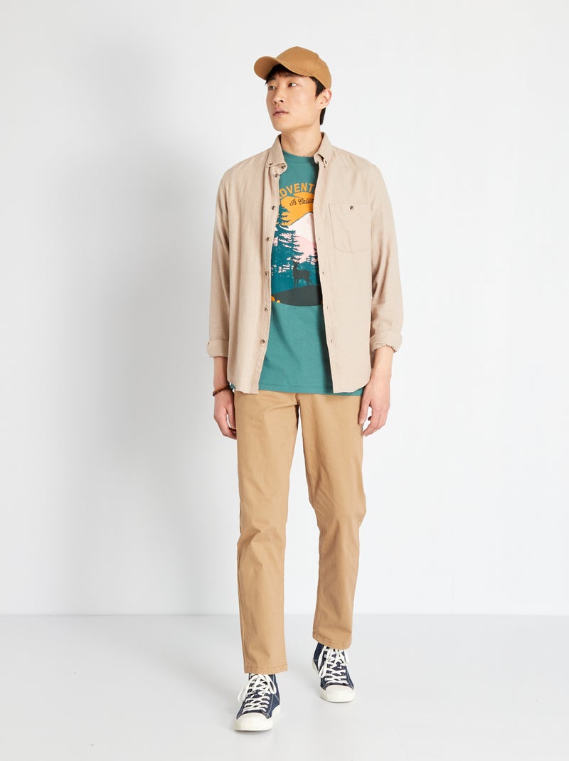 Camisa regular BEGE - Kiabi