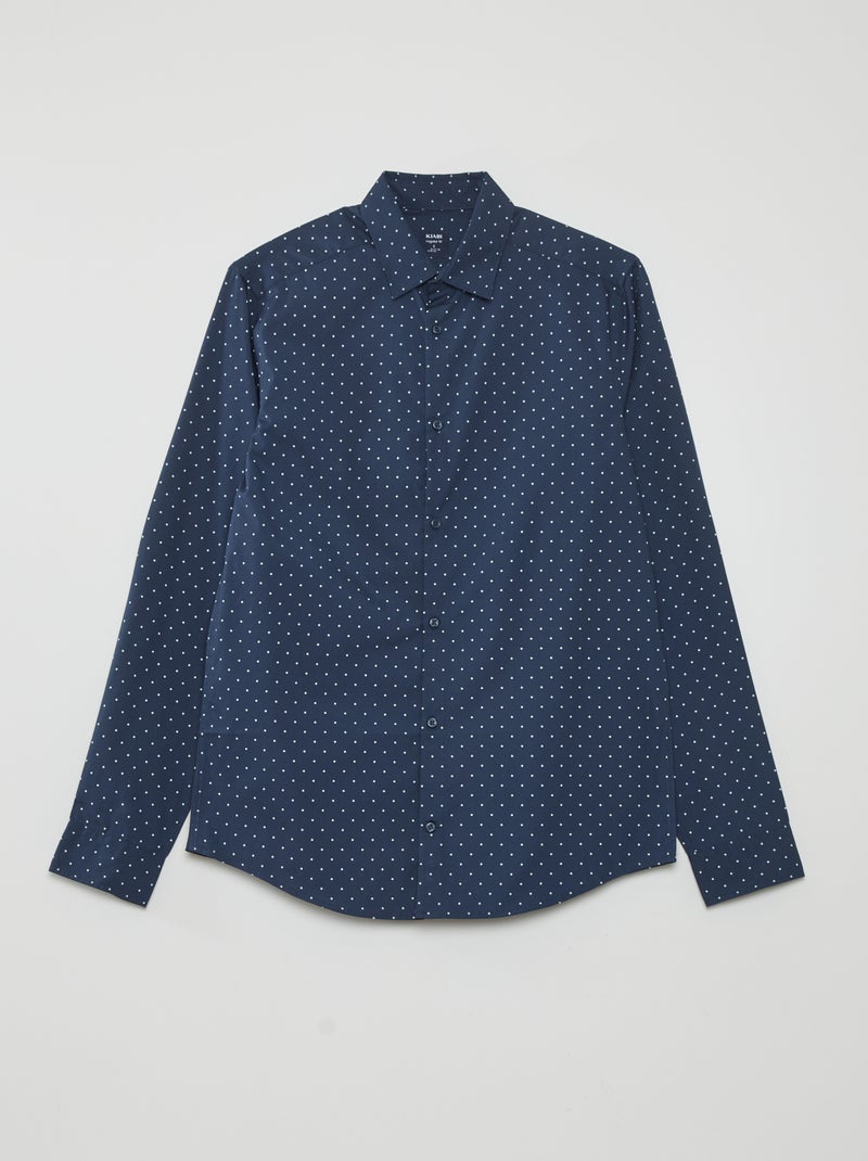 Camisa regular com estampado às pintas AZUL - Kiabi