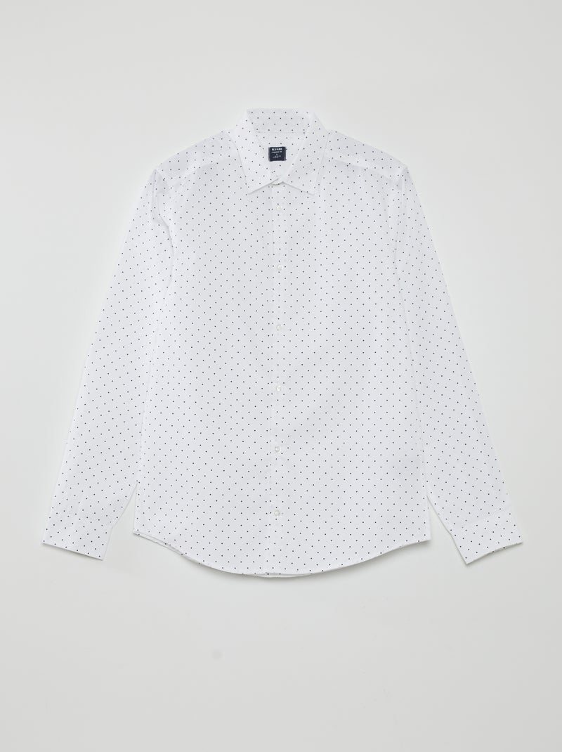 Camisa regular com estampado às pintas BRANCO - Kiabi