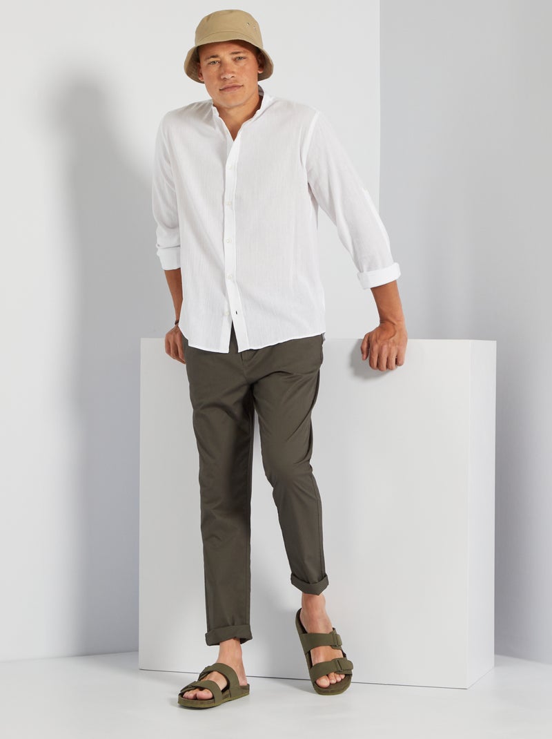 Camisa regular com gola mao Branco - Kiabi