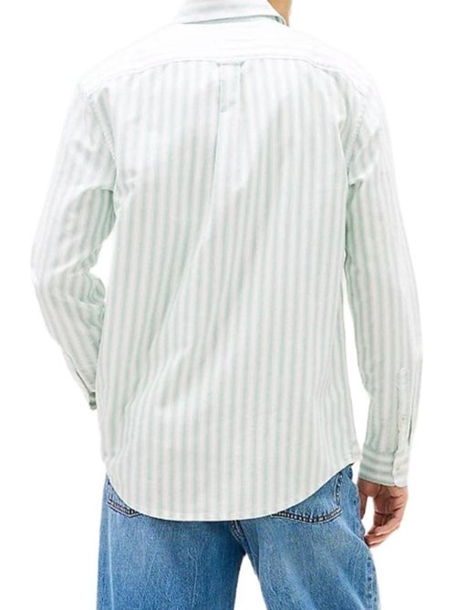 Camisa Regular com Riscas Verde/Bege para Homem Tommy Hilfiger TJM - Kiabi Camisa Regular com Riscas Verde/Bege para Homem Tommy Hilfiger TJM - Kiabi