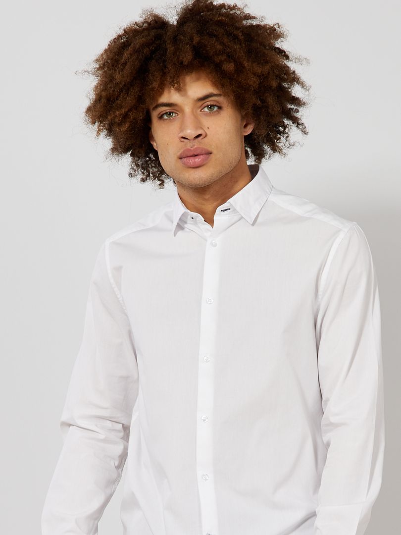 Camisa regular de algodão Branco - Kiabi