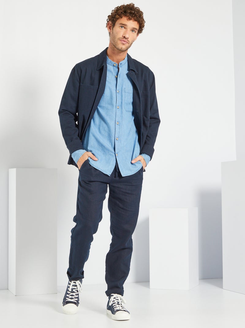 Camisa regular de ganga Azul - Kiabi