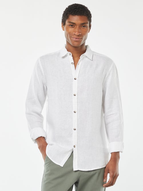 Camisa regular de linho - Kiabi
