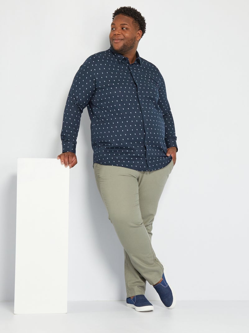 Camisa regular de manga comprida AZUL - Kiabi