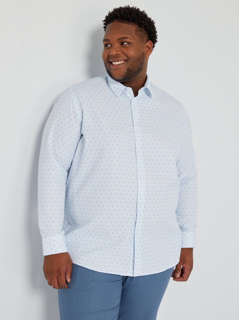 Camisa regular de manga comprida AZUL - Kiabi