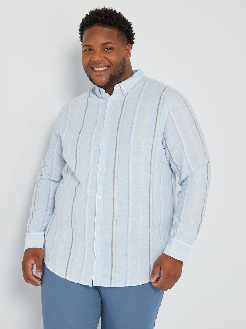 Camisa regular de manga comprida AZUL - Kiabi