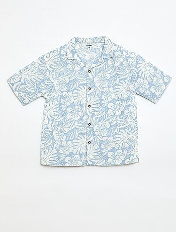 Camisa regular de manga curta em algodão