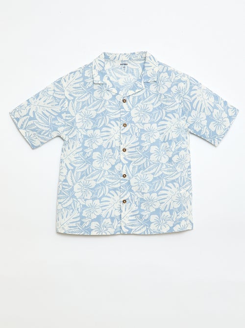 Camisa regular de manga curta em algodão - Kiabi