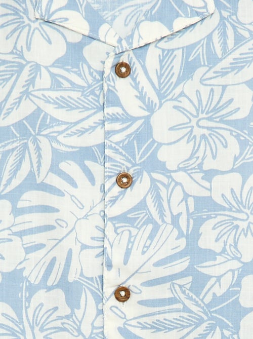 Camisa regular de manga curta em algodão - Kiabi