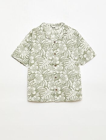 Camisa regular de manga curta em algodão