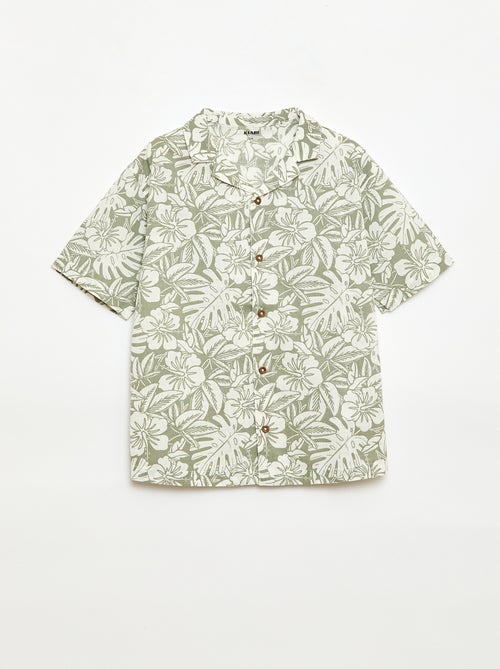 Camisa regular de manga curta em algodão - Kiabi