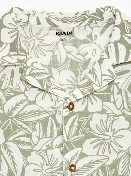 Camisa regular de manga curta em algodão - Kiabi