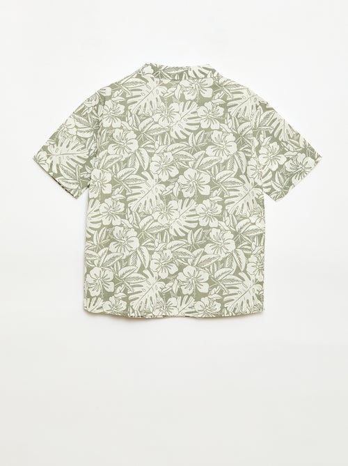 Camisa regular de manga curta em algodão - Kiabi