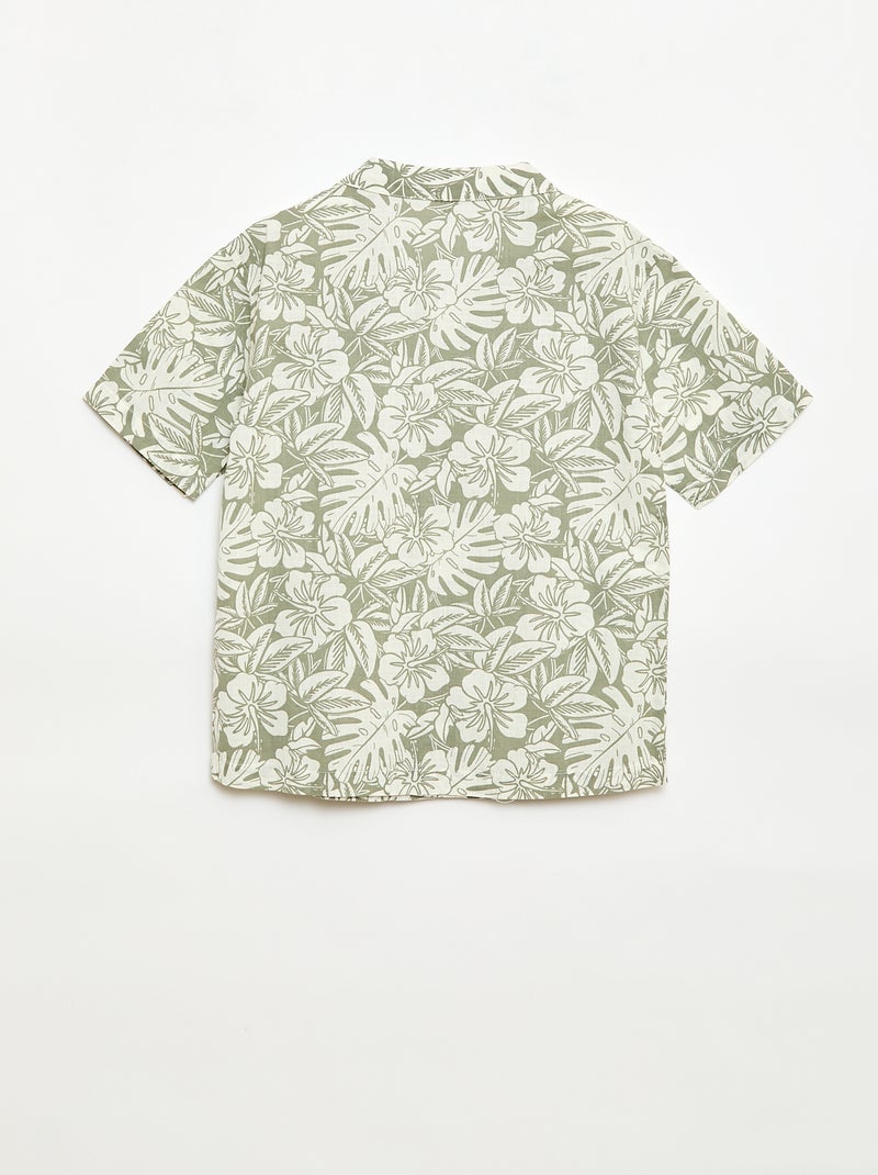 Camisa regular de manga curta em algodão Caqui - Kiabi