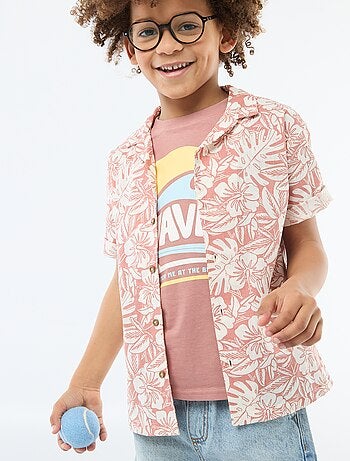 Camisa regular de manga curta em algodão