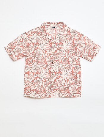 Camisa regular de manga curta em algodão