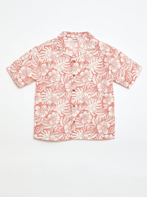 Camisa regular de manga curta em algodão - Kiabi