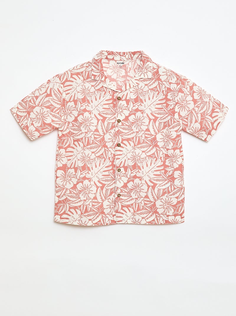 Camisa regular de manga curta em algodão Vermelho - Kiabi