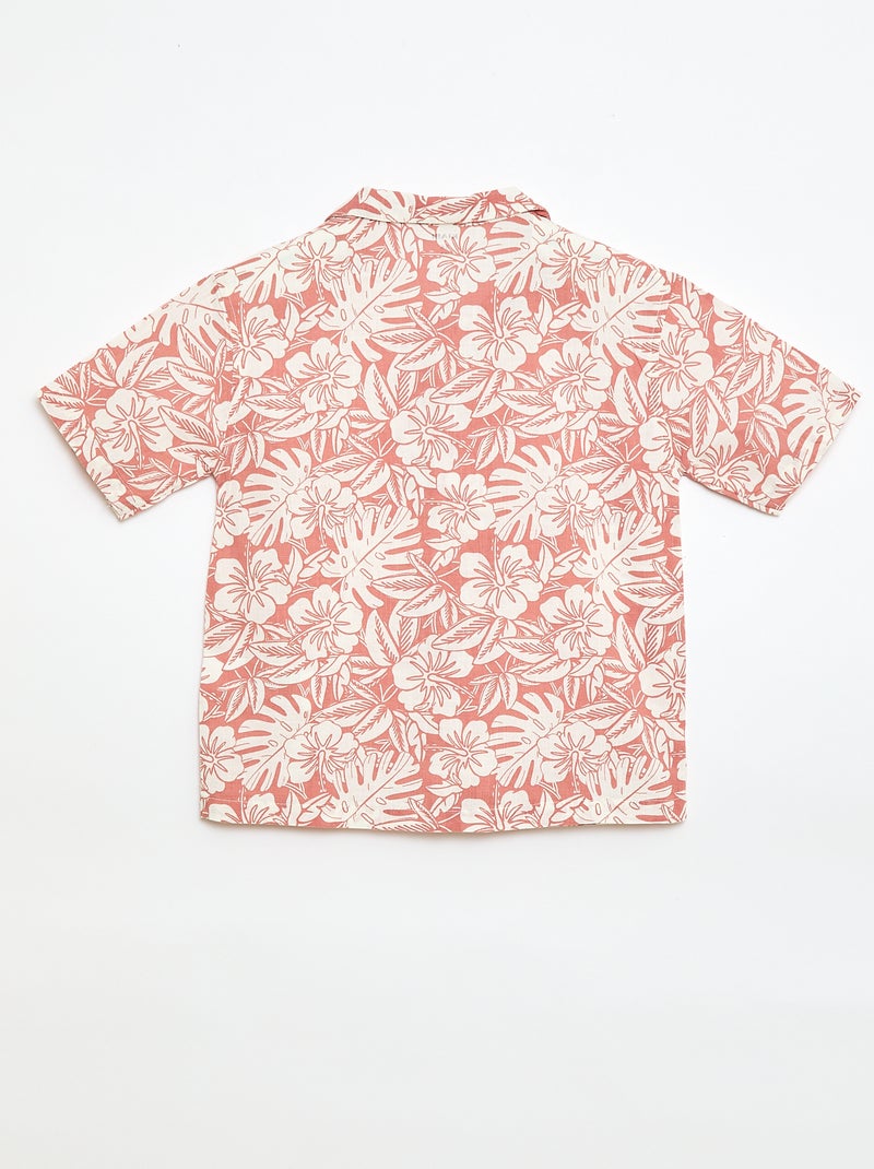 Camisa regular de manga curta em algodão Vermelho - Kiabi