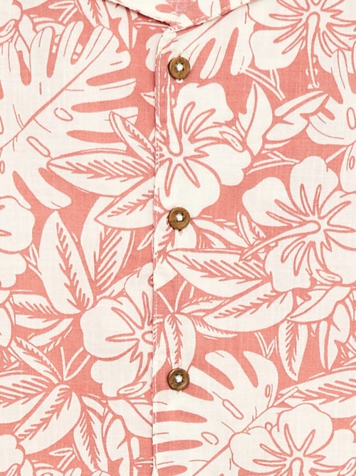 Camisa regular de manga curta em algodão - Kiabi