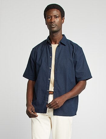 Camisa regular em linho misturado