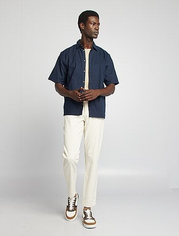 Camisa regular em linho misturado