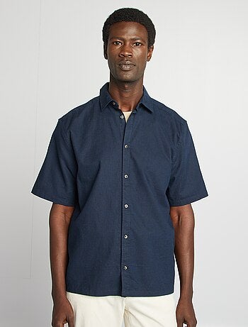 Camisa regular em linho misturado