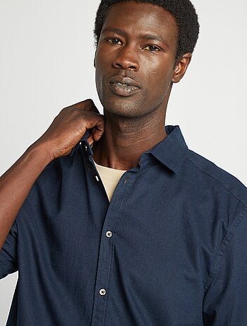 Camisa regular em linho misturado