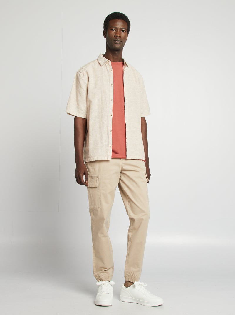 Camisa regular em linho misturado BRANCO - Kiabi