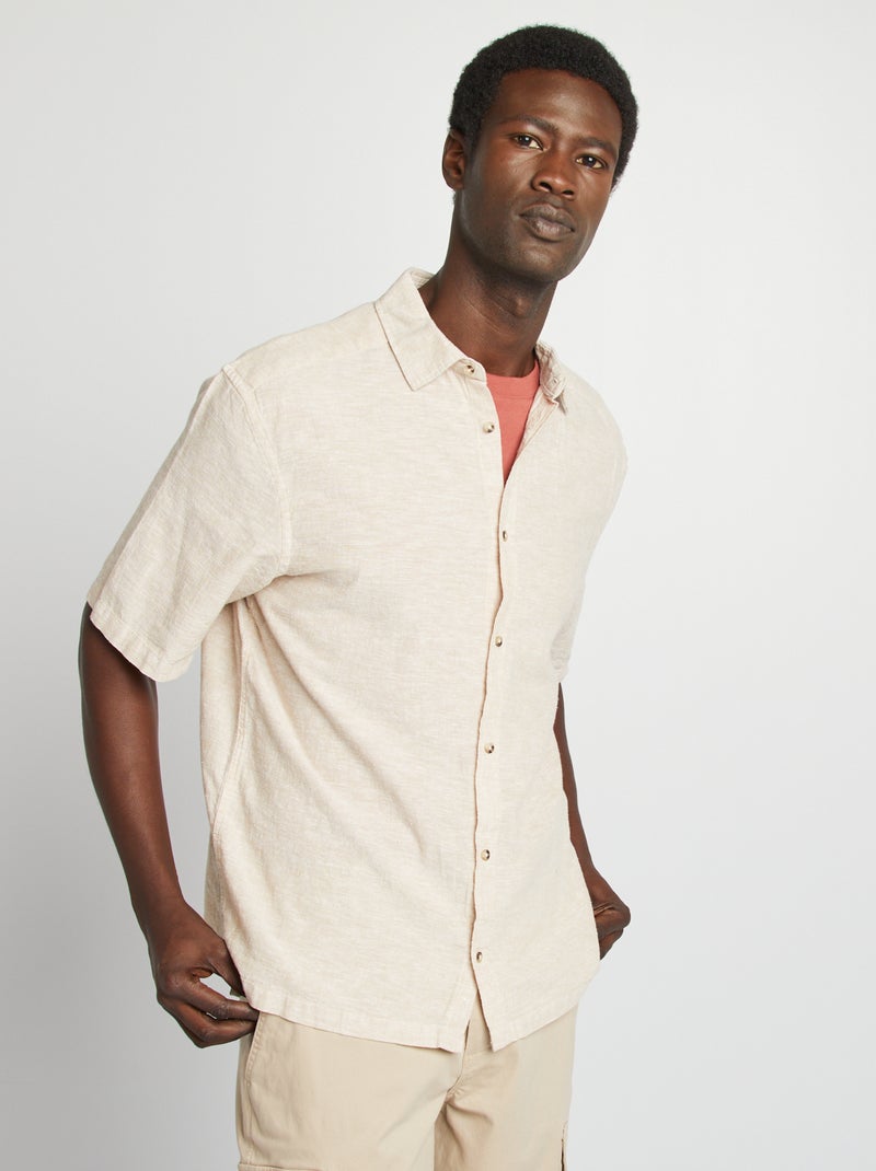 Camisa regular em linho misturado BRANCO - Kiabi