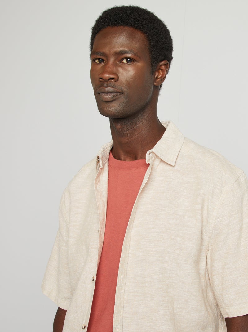Camisa regular em linho misturado BRANCO - Kiabi
