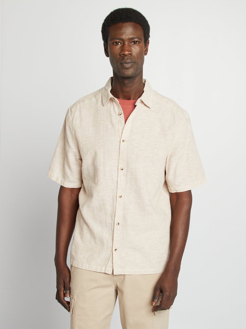 Camisa regular em linho misturado BRANCO - Kiabi