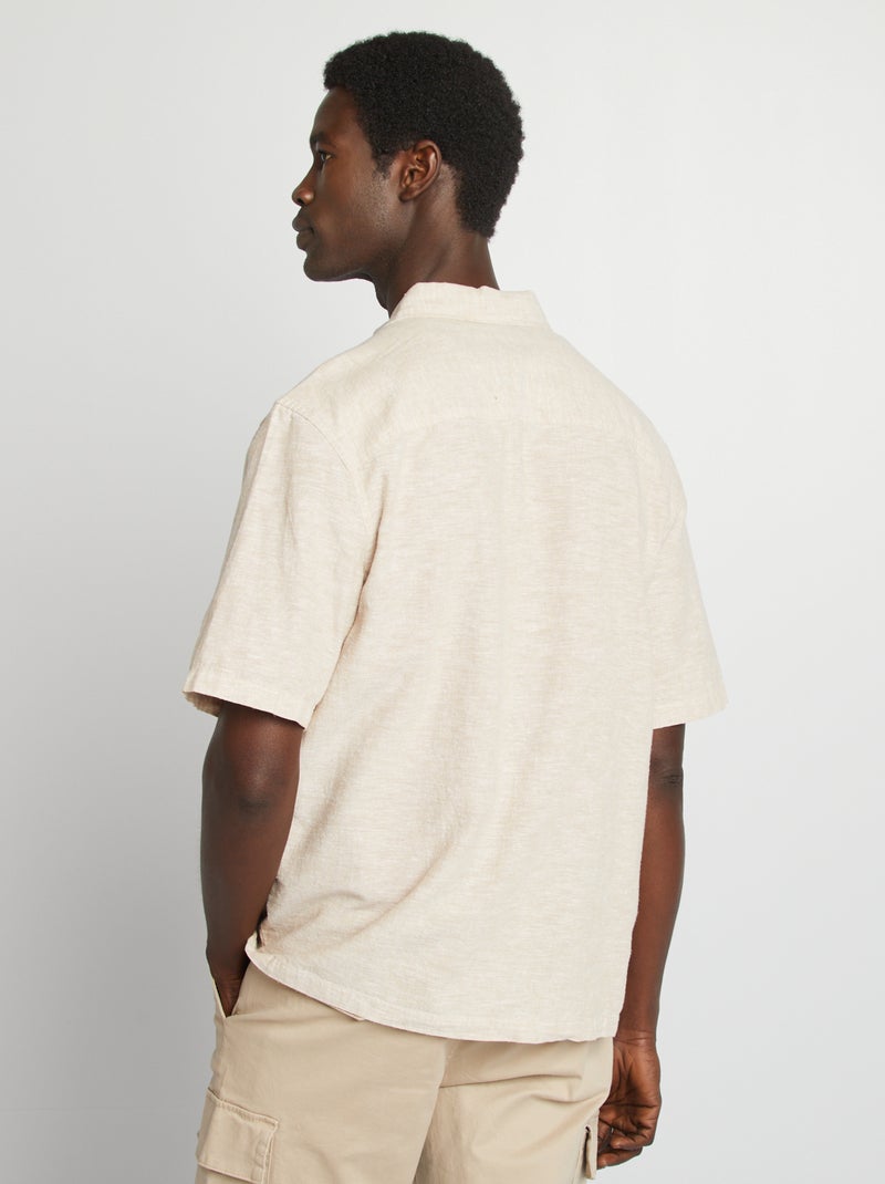 Camisa regular em linho misturado BRANCO - Kiabi