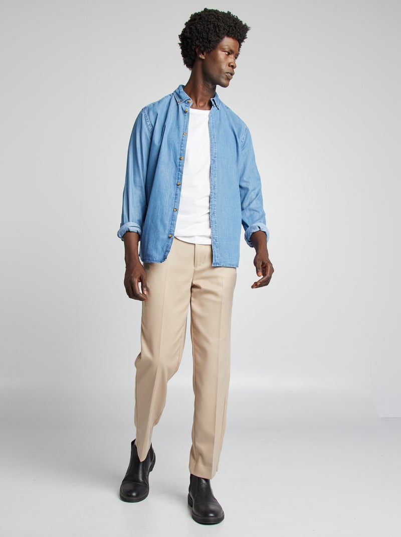 Camisa regular em lyocell AZUL - Kiabi