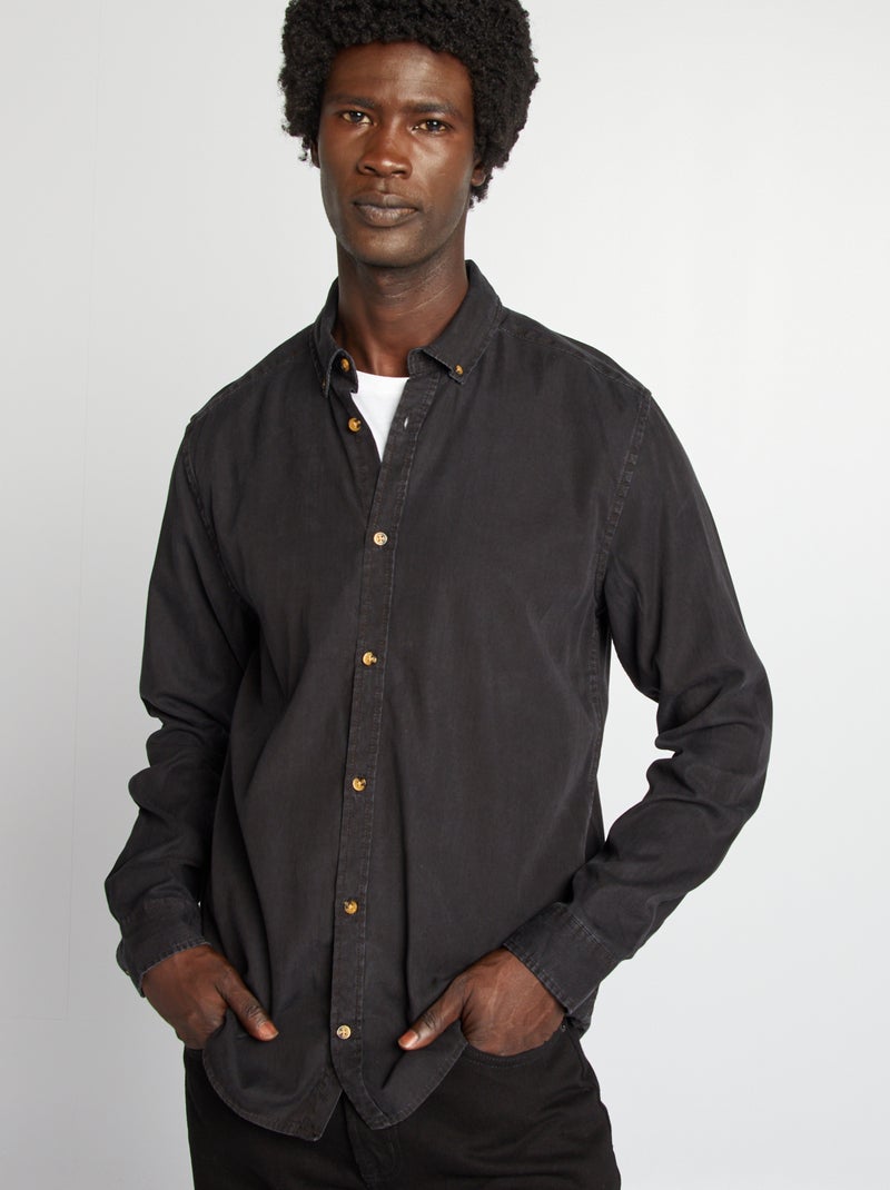 Camisa regular em lyocell PRETO - Kiabi
