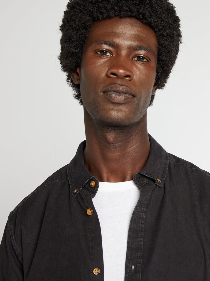 Camisa regular em lyocell PRETO - Kiabi