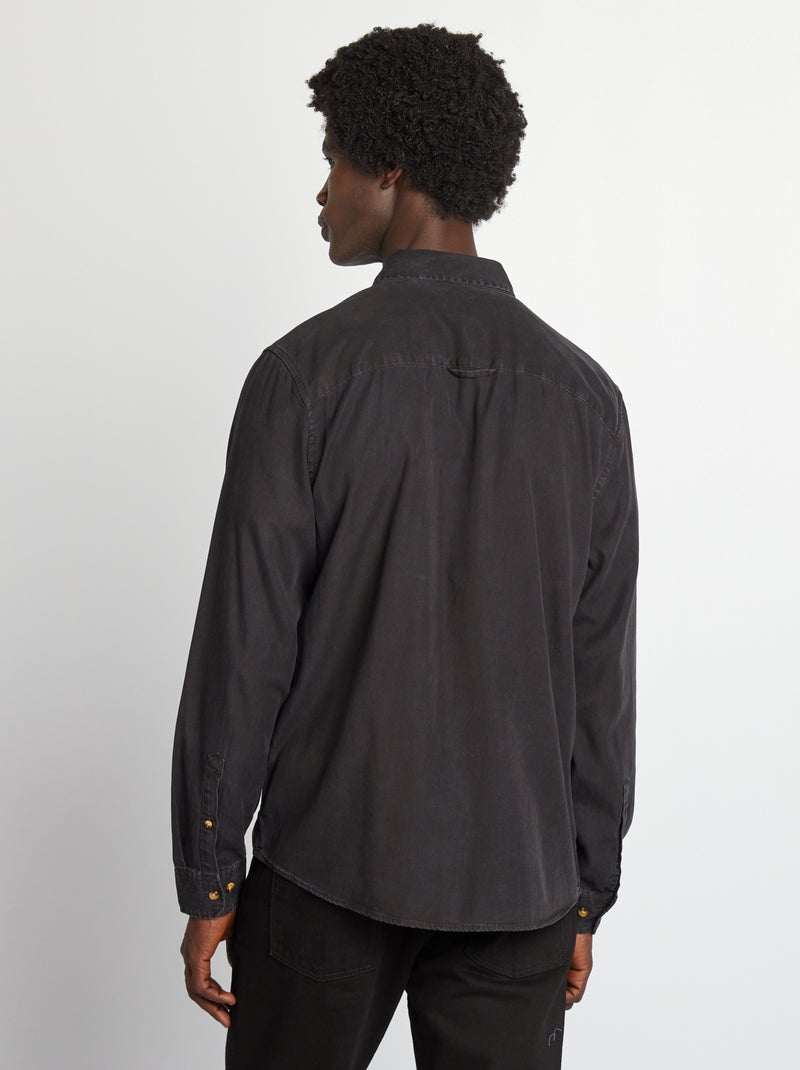 Camisa regular em lyocell PRETO - Kiabi