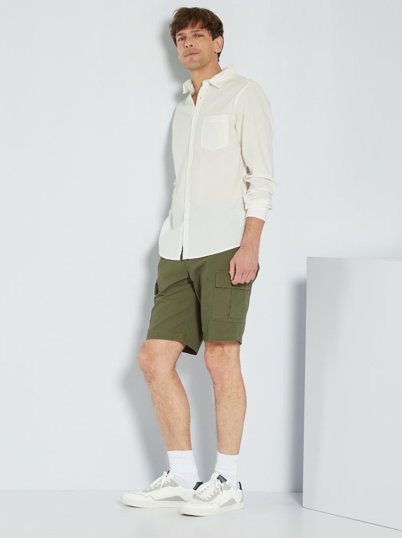 Camisa regular em malha gofrada BRANCO - Kiabi